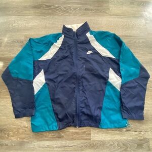 Vintage Nike Windbreaker Jacket Blue Teal Colorblock Mens Large 90s